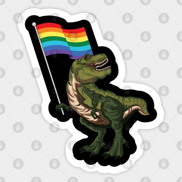 Dinosaur Pride Flag LGBT T-Rex Gay Lesbian Trans TRex Rainbow Sticker by Shirtsurf